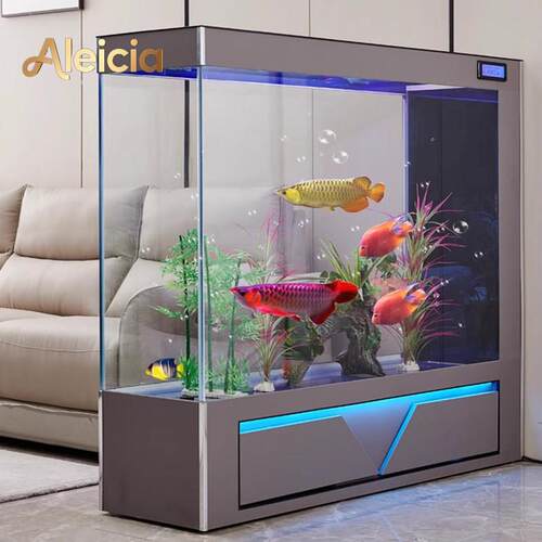 Aleia超白玻璃鱼缸客厅隔断屏生态水族无需换水大型落地式鱼缸