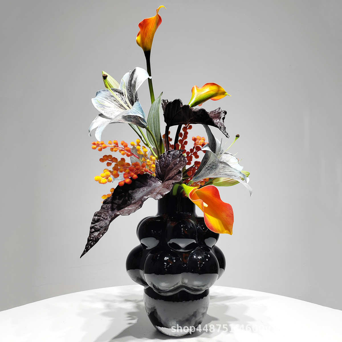 样板房餐厅桌面花艺摆件客厅软装玄关仿真花现代轻奢假花装饰摆设