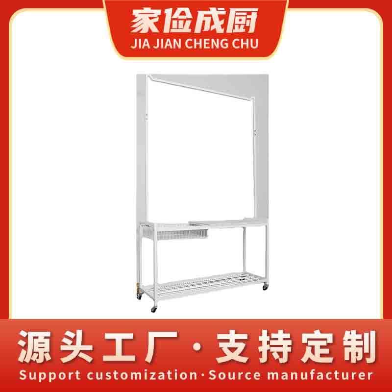 服装店展示架铁艺服装挂加粗衣子架带轮落地衣帽架A架衣架带篮跨
