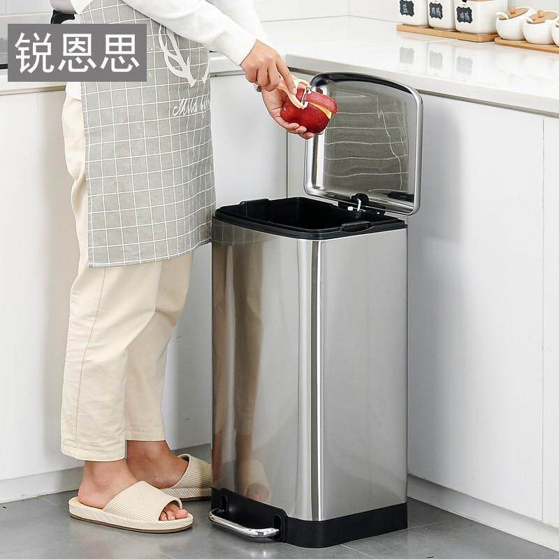 厨房垃圾桶带盖脚踩式不锈钢大号家用有盖防臭商用酒店脚踏垃圾箱