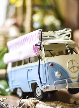 JK慕空间 北欧现代铁艺餐车面包车创意摆件家居饰品 酒吧卧室摆件