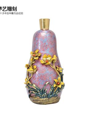 厂家生产 紫彩兰花瓶摆件 仿古收藏商务礼品 中式客厅装饰品