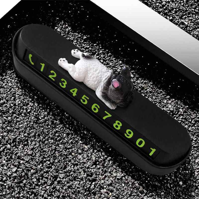 卡通汽车用夜光临时停车电话号码牌挪车移车卡狗创意车内用品摆件