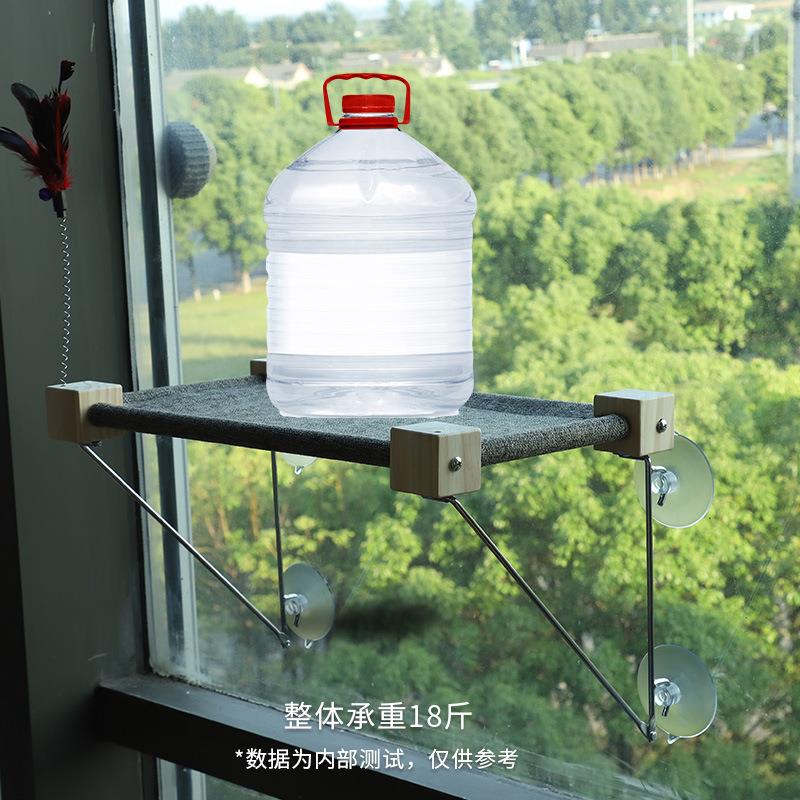 实木猫咪吊床吸盘式四柱玻璃宠物瞭望台四季通用猫爬架吊床