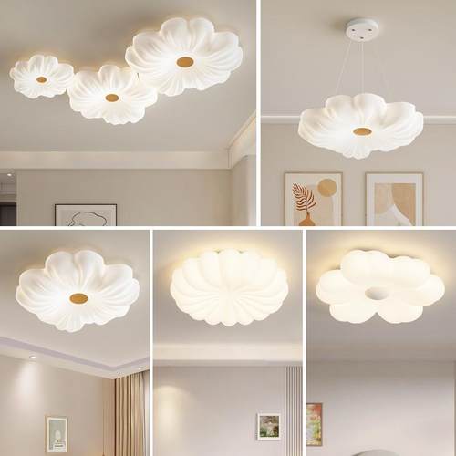 LED全光谱奶油风房间吸顶灯大客厅卧室中山主灯饰具现代简约家装