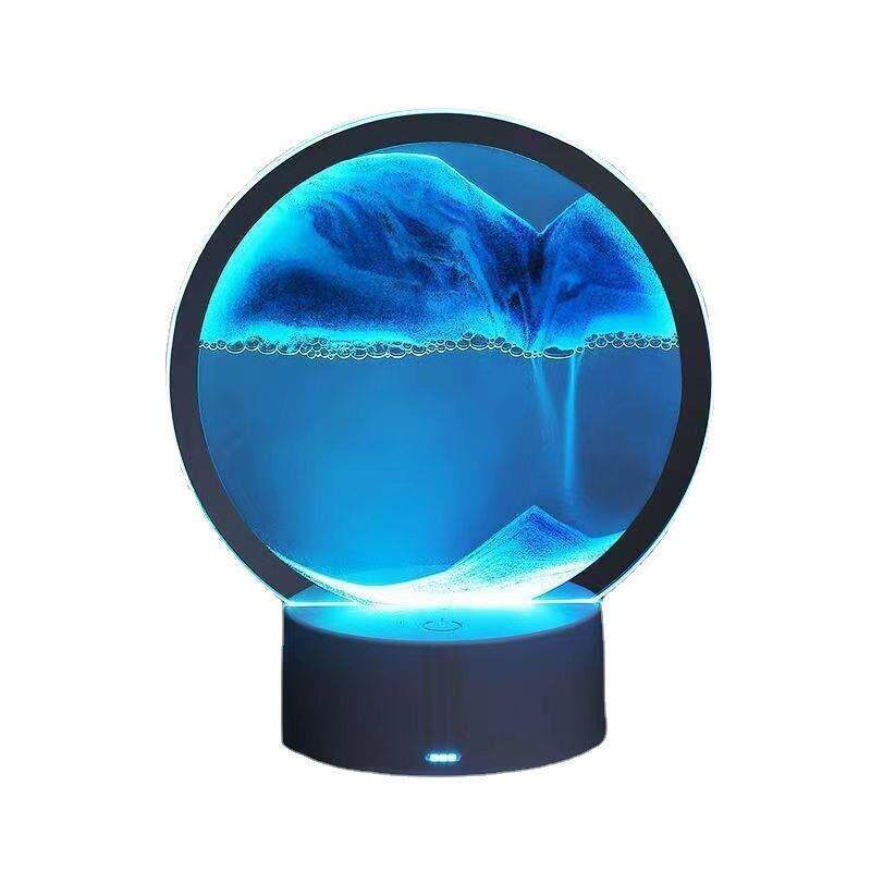 日本进口创意3D流沙画小夜灯动态沙漏摆件生日礼物家居桌面装饰