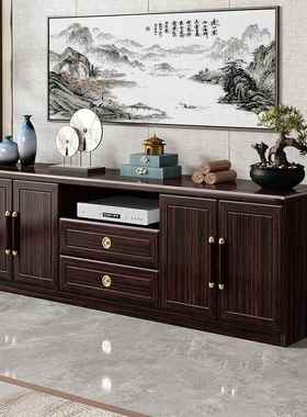 紫色檀香实木电视柜，家庭客厅小公寓新型中式落地电视柜全实木地