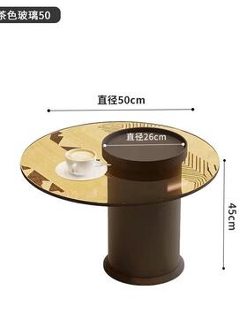 RnhPkxPQ岩板形茶几客厅家轻奢现代简约大小户型玻黑色用茶桌璃意