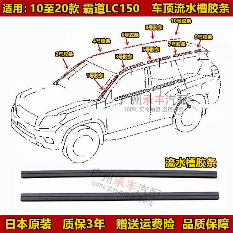 10至22年款霸道普拉多LC150前档压条车顶棚流水槽密封胶条防水条