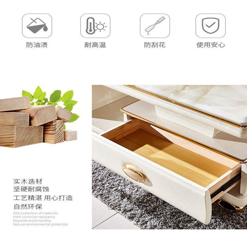 天然大理石茶几电视柜组合时尚家用实木烤漆小户型茶桌客厅
