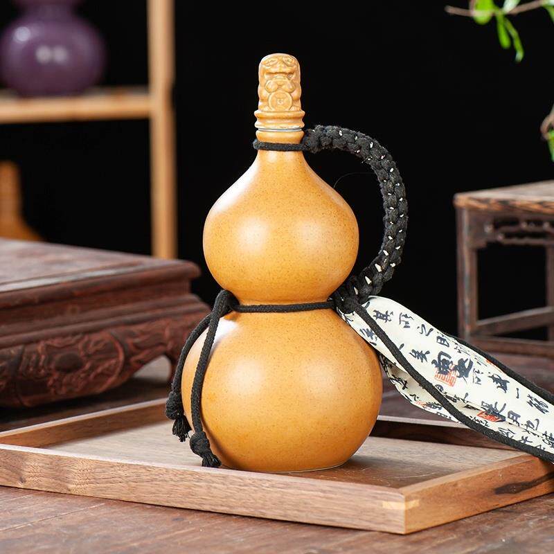 覆古陶瓷酒瓶葫芦水壶1斤密封葫芦酒壶酒葫芦装白酒空瓶茶饮定制