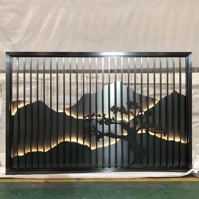 厂家供应屏风隔断木纹仿古镂空玄关庭院背景壁画雕刻格栅