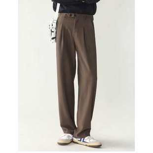 春秋季垂感西裤男潮流宽松直筒阔腿长裤子港风百搭帅气休闲西装裤