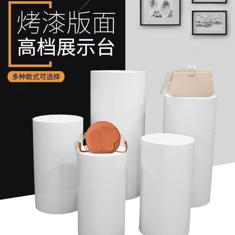烤漆展示台商场橱窗展示桌陈列架中岛展示架落地流水台圆桶立体