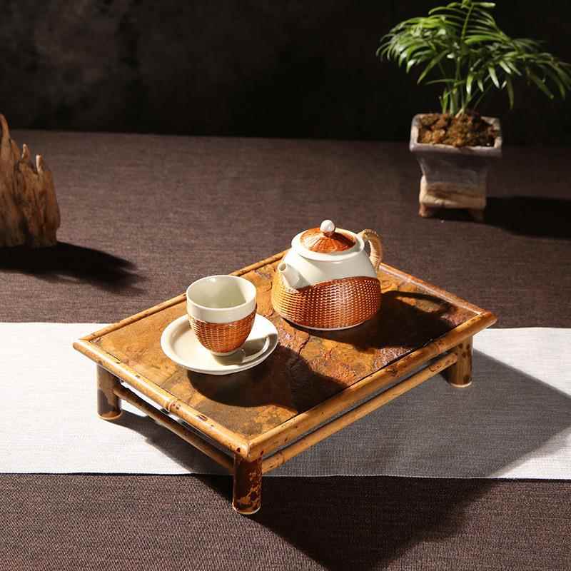 斜手大漆工云妃岩石脚干泡盘茶盘佛四脚正方肚形TC187壶架