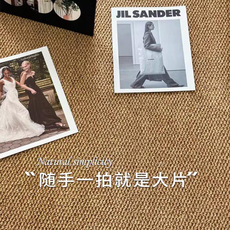 仿剑麻耐磨地毯客厅摄影棚卧室床边日式榻榻米纯色亚麻拍照地垫