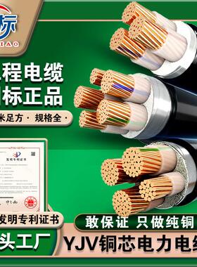 国标YJV纯铜电缆2 3 4 5芯10 16 25平方35户外防水铜芯电力电缆线