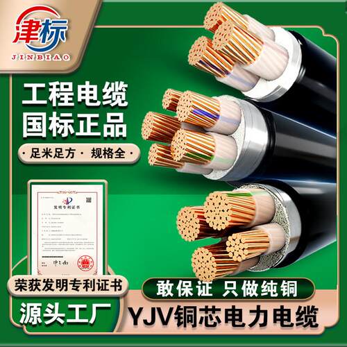 国标YJV纯铜电缆2 3 4 5芯10 16 25平方35户外防水铜芯电力电缆线