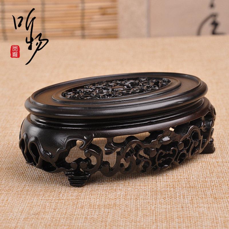 红木雕刻工艺品摆饰底座实木托架椭圆形玉器奇石玉石花盆盆景底座