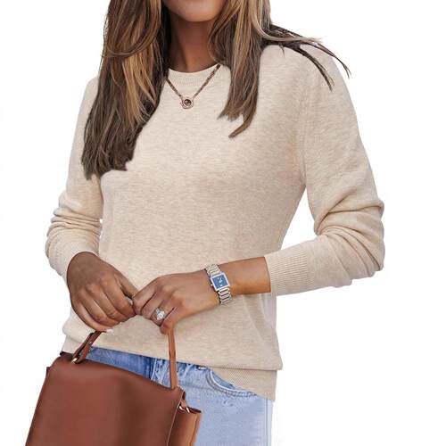 Round neck base warm sweater knitted sweater for women