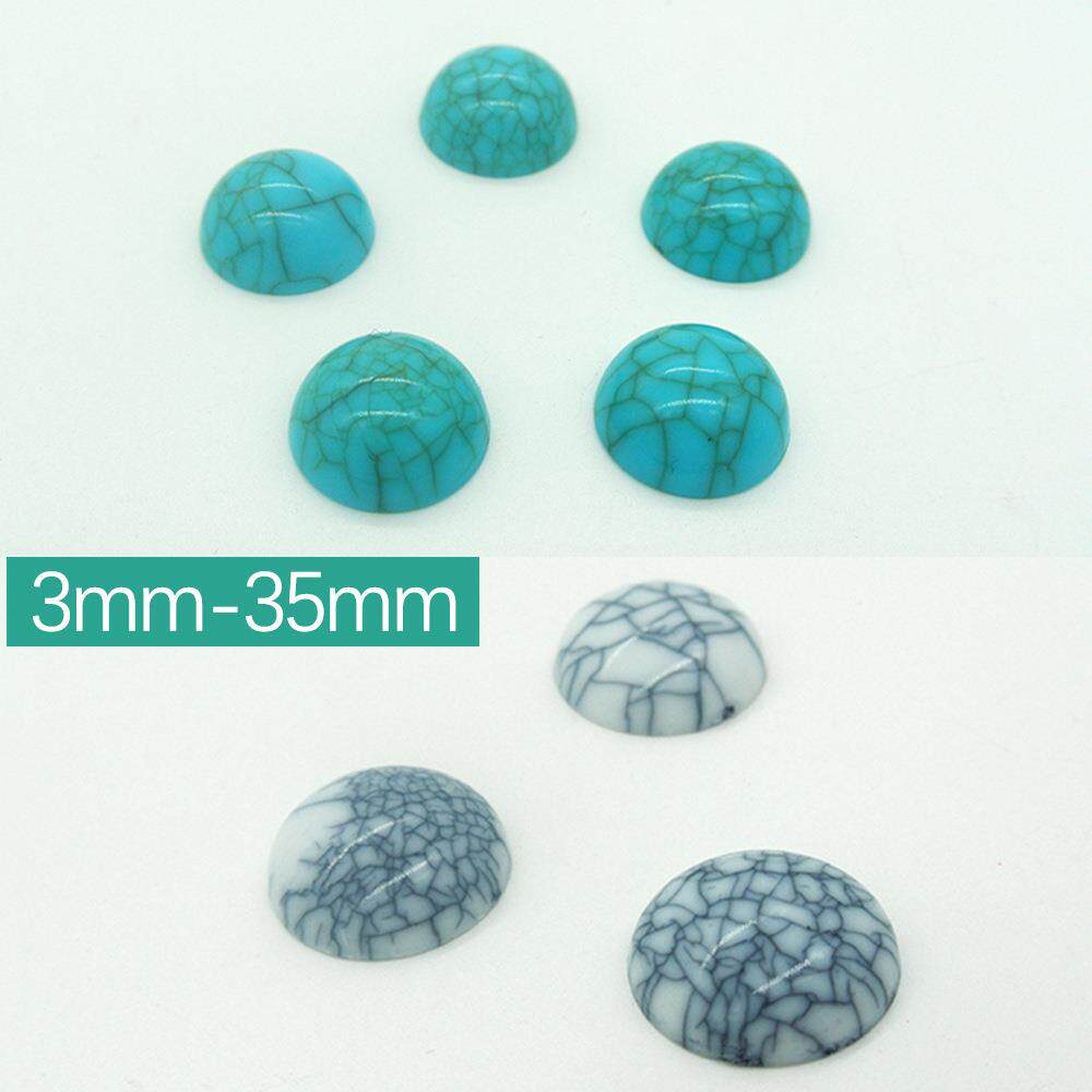 亚克力钻仿绿松石散珠树脂钻圆形裂纹珠半面平底饰品配件材料首饰