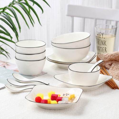 piece set household ceramics dinner bowls plates dish no