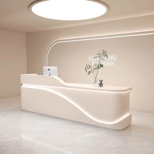 现代简约美容院前台收银台吧台柜台公司酒店商用前台接待台定制