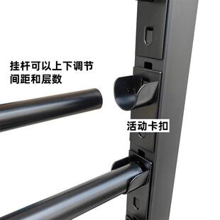 面料布料样品吊卡色卡展示架上墙可调节高度布板挂杆货架方形立柱