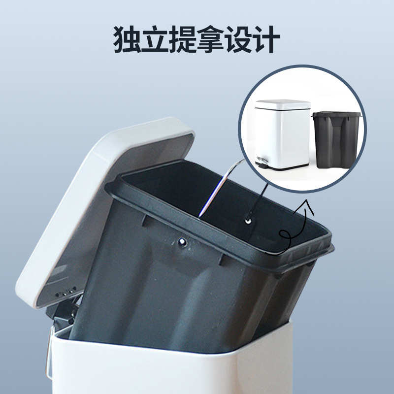 不锈钢方形脚踏垃圾桶家用厨房客厅酒店卫生间欧式带盖垃圾桶批发