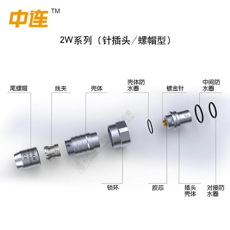 W外系列航空插金属外壳圆头型连接器IP68户连BQV防水新能源接器
