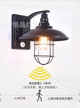 欧式园林别墅豪华壁灯店铺门庭围墙乡村民宿自动感应户外防水壁灯