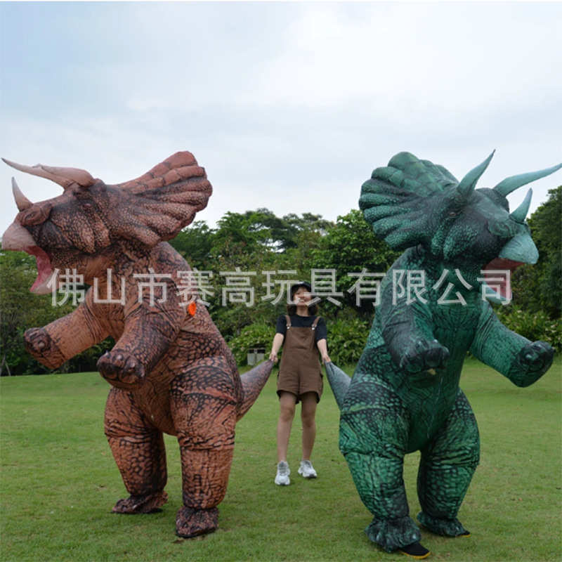霸王龙充气服装万圣节日派对服装翼龙三角龙充气服装人穿表演服