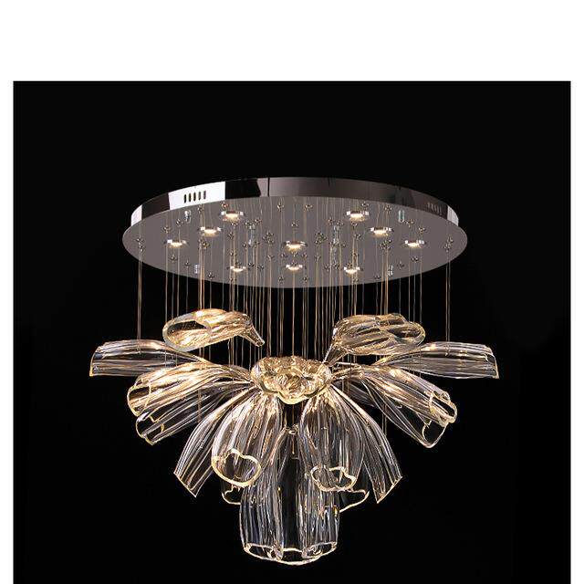 创意设计师轻奢酒店大堂售楼部loft别墅客厅餐厅花瓣楼梯挑空吊灯