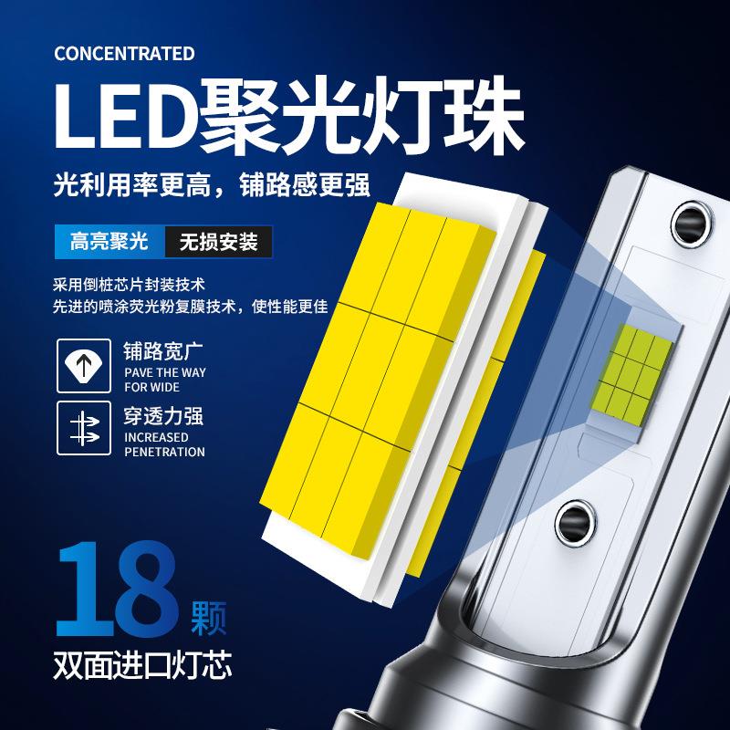 汽车LED大灯前大灯超亮聚白光led车灯远光近光灯高功率汽车大灯H7