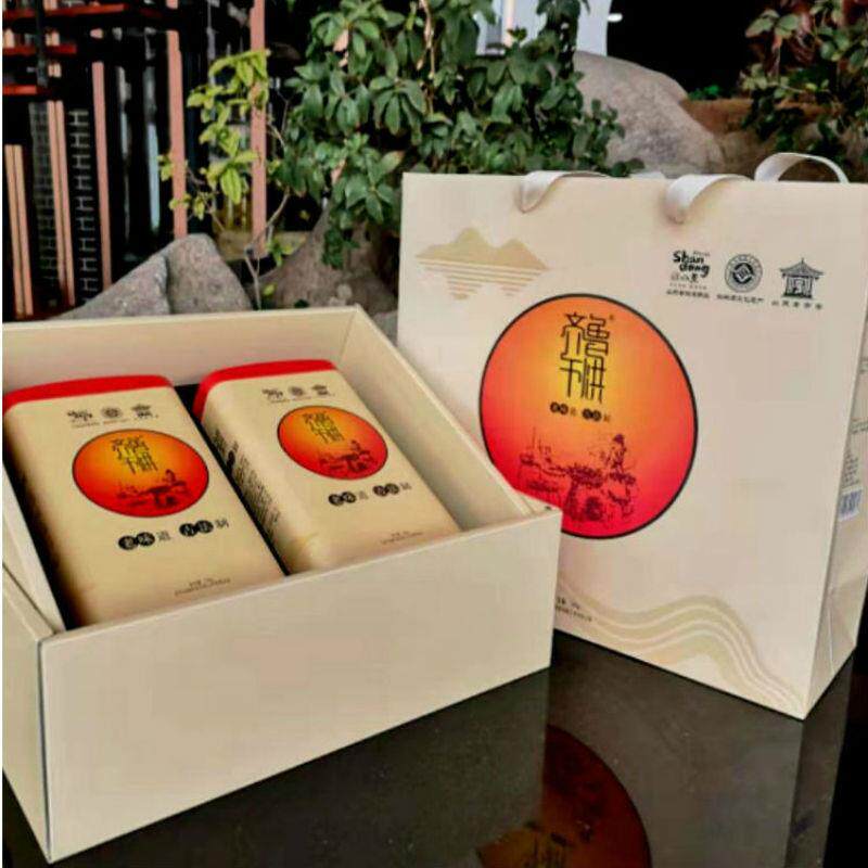山东特产半发酵品牌齐鲁干烘特二双罐礼盒莱芜老干烘茶黄大茶300g