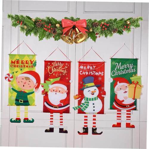 Christmas Flag Hanging Pull the flag Door hanging decoration