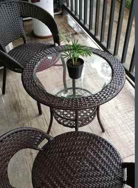 藤桌条小茶桌几tb-63446真藤椅多功能花园阳台一套编桌织茶酒方子