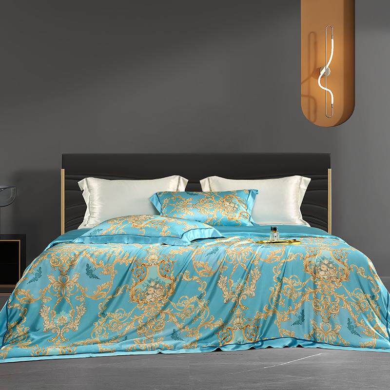 枕水人家19姆米四件套纯桑蚕丝床品套件宿舍被套真丝款床单床