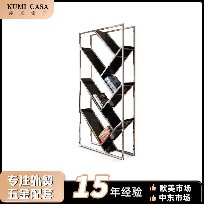 简约不锈钢落地陈列架玻璃服装店置物架轻奢酒柜透明展示柜收纳架