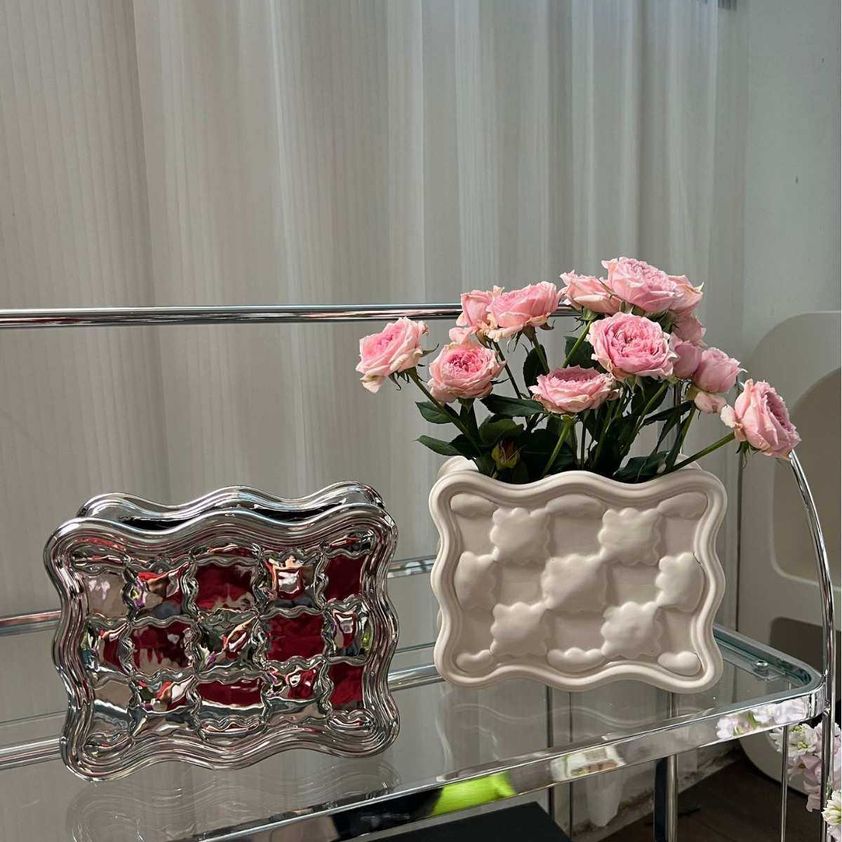 陶瓷源头厂家现代简约陶瓷花瓶北欧风装饰几何摆件软装电镀工艺品,家居饰品,花瓶,淘宝优惠券,粉丝福利购,淘宝优惠卷