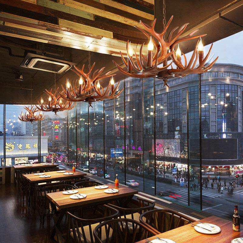 鹿角美式北欧客厅餐厅吧台复古灯具地中海酒吧艺术创意工业风吊灯