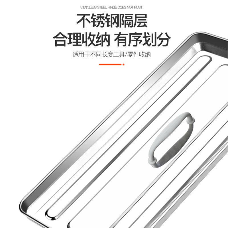 不锈钢工具箱三层折叠家用车载铁皮收纳盒多层收纳箱铁盒便携手提