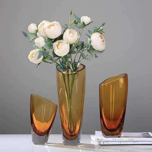 现代简约琉璃花瓶摆件创意客厅插花器轻奢样板间玄关桌面软装饰品