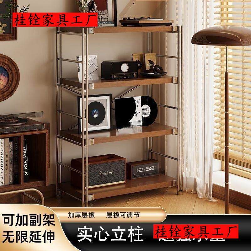 多层日式置物架落地货架客厅阳台书架简约储物架厨房微波炉收纳架