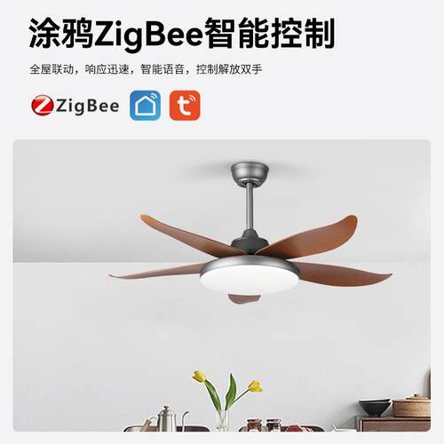 智发48寸风扇灯家用复古客厅餐厅护眼风扇吊灯大风力全光谱风扇灯