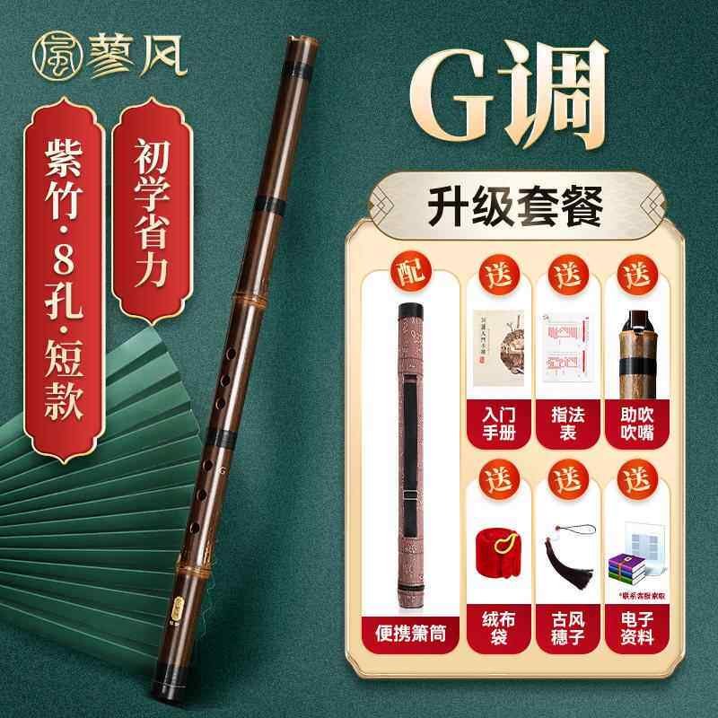 高档紫竹短箫初学者初乐学者初学洞穴板球专业竹板球便者携式八短