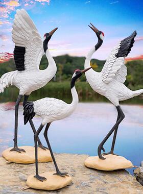 户外仙鹤摆件园林景观丹顶鹤模型水池布置造景彷真鹤雕塑庭院装饰