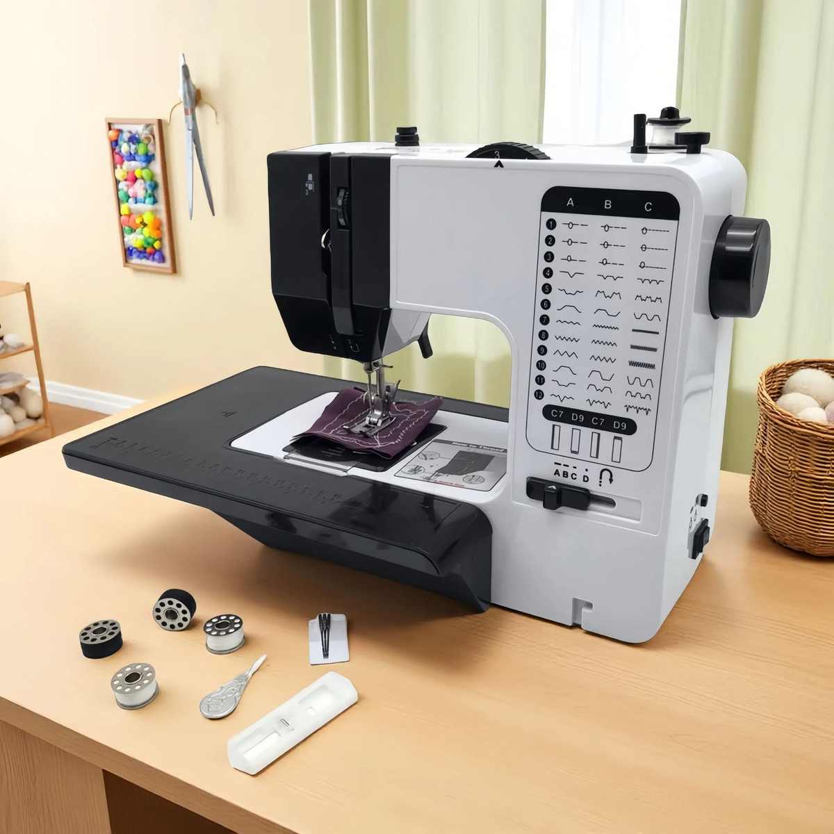 友立佳738缝纫机家用电动台式微型脚踏缝衣机锁边机