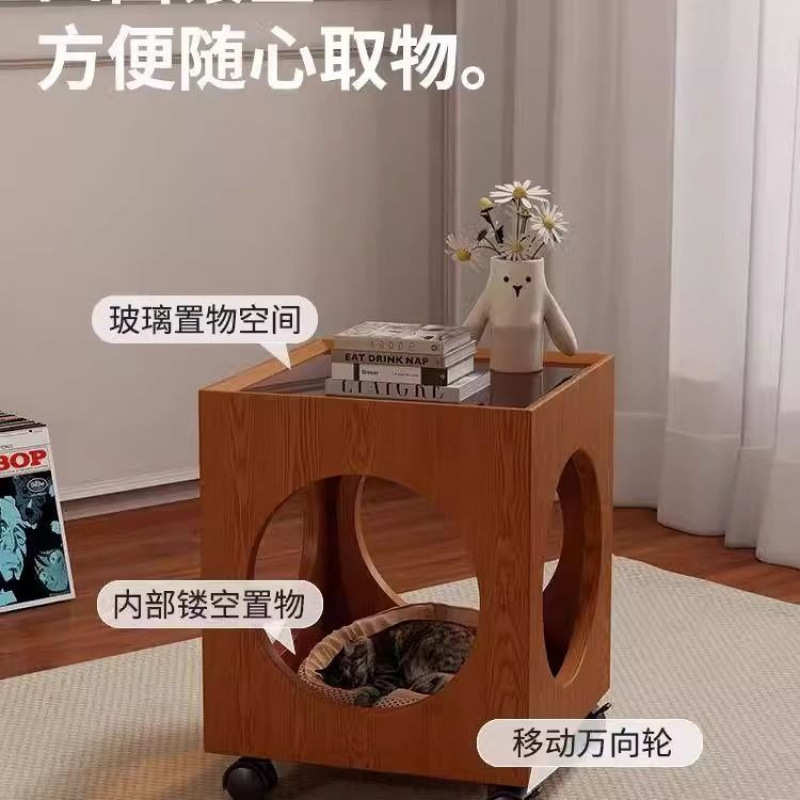 中古风可移动茶边几客厅沙发角几家用床头柜小推车置物架