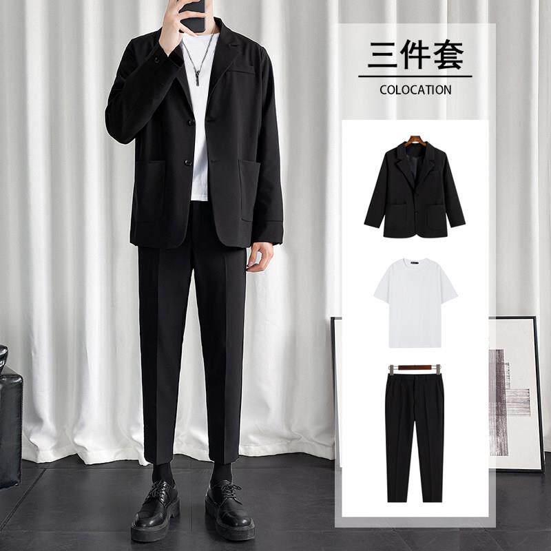 西装套装男士春秋季商务休闲正装西服外套小西裤高级感痞帅三件套
